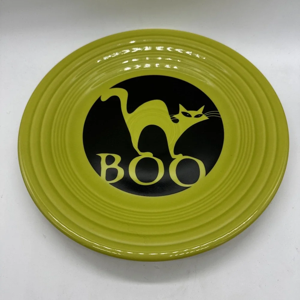 Fiesta Lemongrass Boo Cat Luncheon Plate Retired Halloween Fiestaware